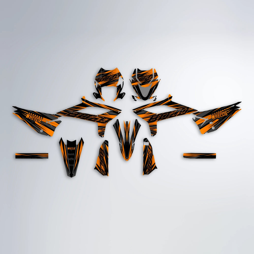 RAGE Beta graphics kit parts layout in Orange