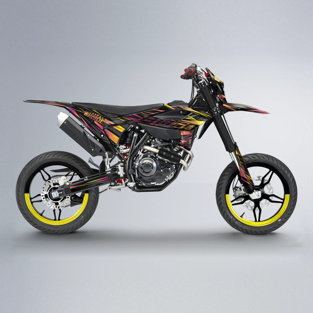 RAGE Beta supermoto graphics kit in Pink & Yellow