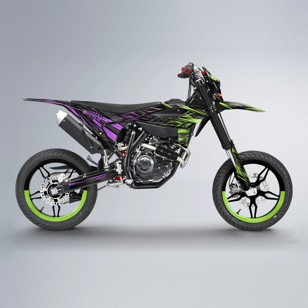RAGE Beta supermoto graphics kit in Purple & Yellow