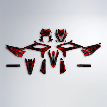 RAGE Beta graphics kit parts layout in Red