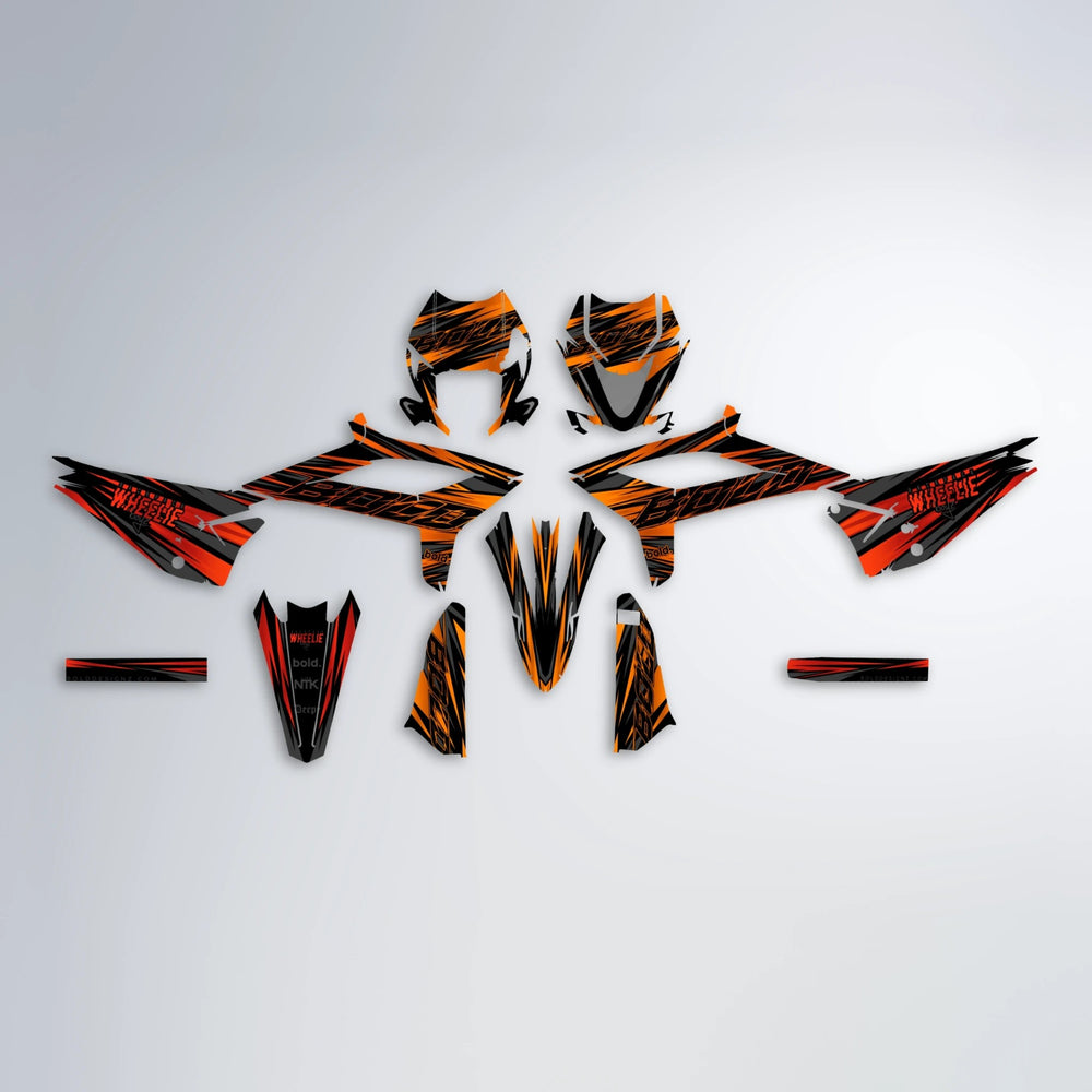 RAGE Beta graphics kit parts layout in Red & Orange