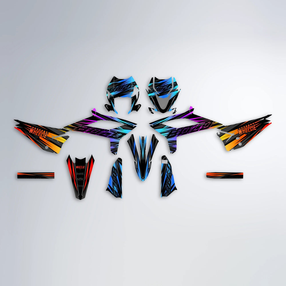 RAGE Beta graphics kit parts layout in Sunset Fade