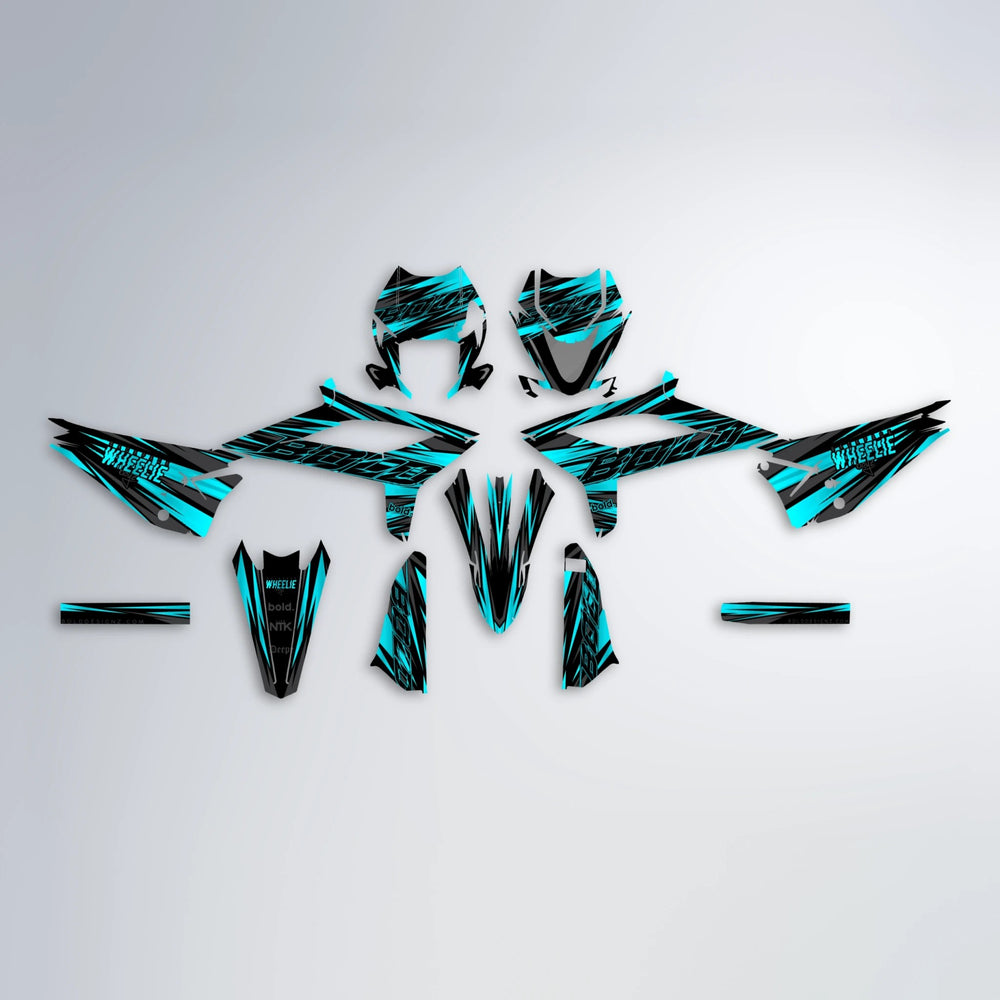RAGE Beta graphics kit parts layout in Teal