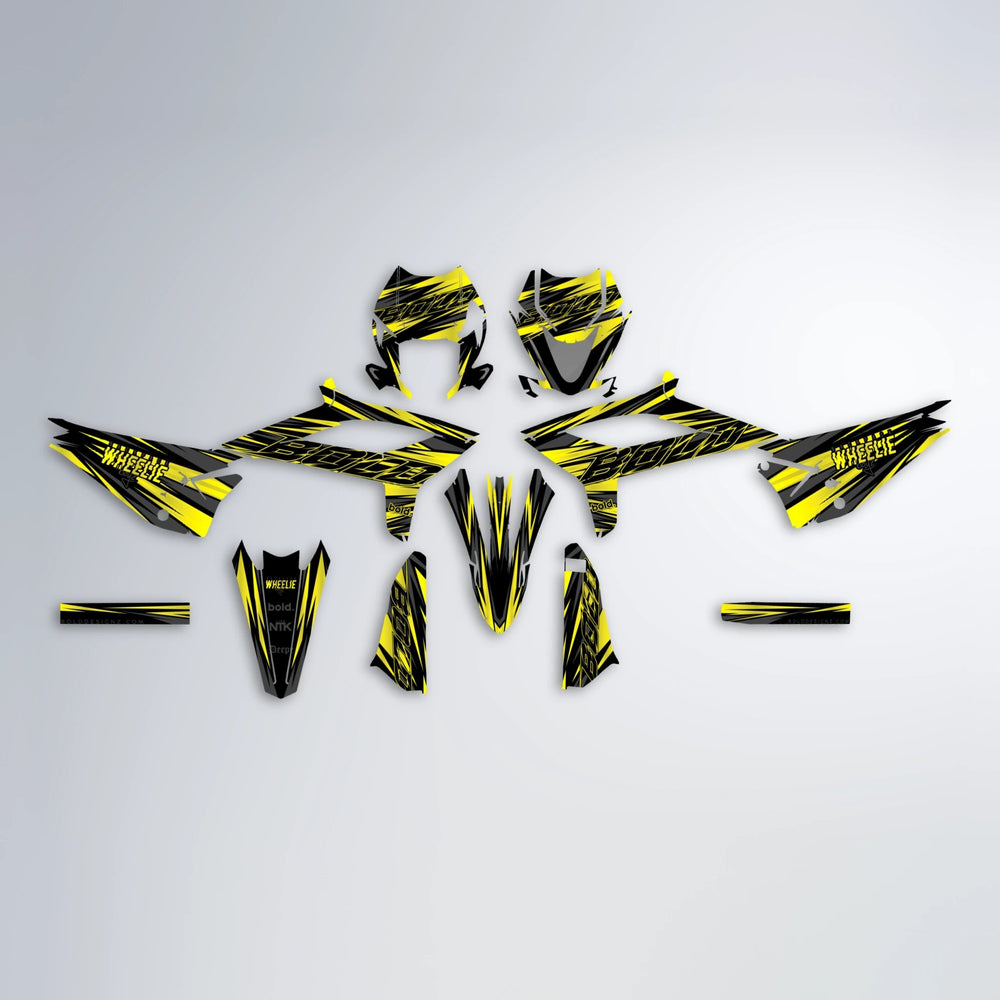 RAGE Beta graphics kit parts layout in Yellow