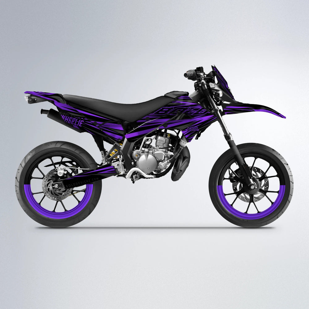 RAGE Derbi Senda supermoto graphics kit in Purple