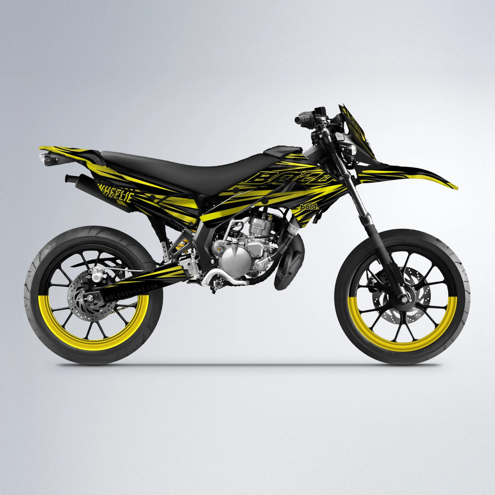 RAGE Derbi Senda supermoto graphics kit in Yellow