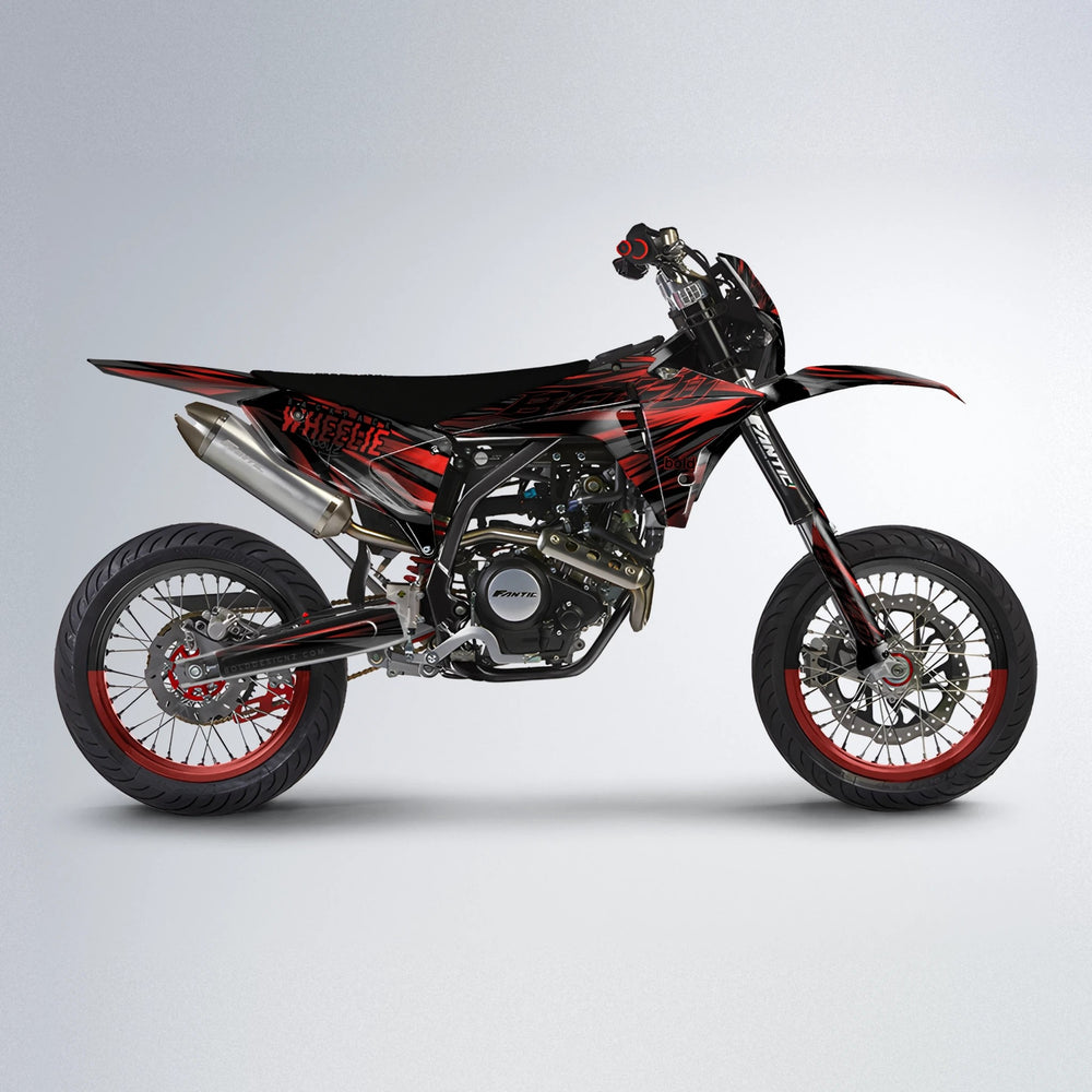 RAGE Fantic supermoto graphics kit in Black & Red