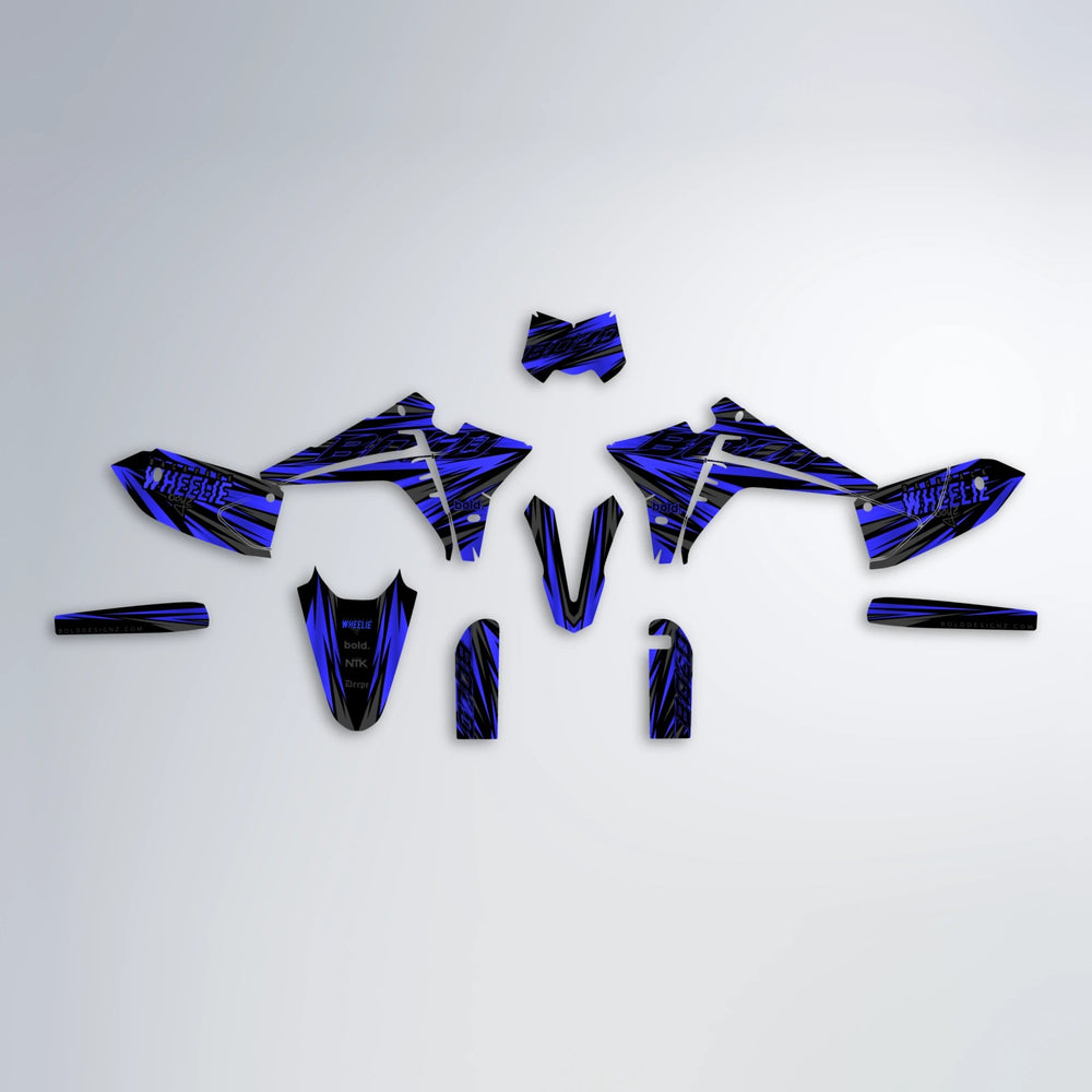 RAGE Fantic graphics kit parts layout in Blue