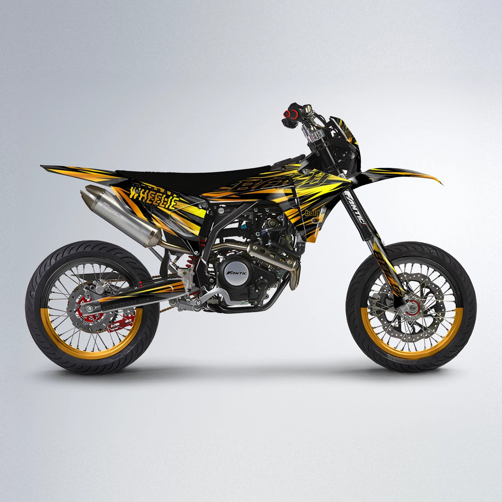 RAGE Fantic supermoto graphics kit in Orange & Yellow
