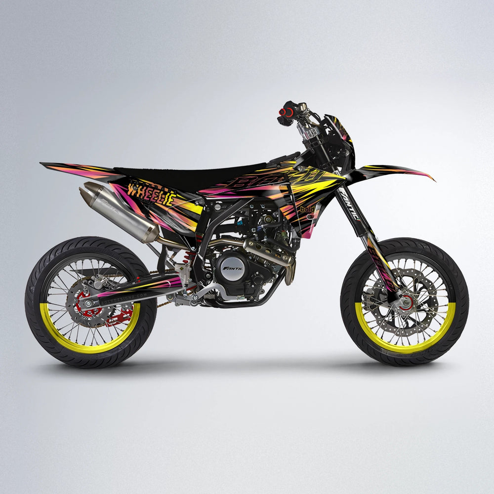 RAGE Fantic supermoto graphics kit in Pink & Yellow