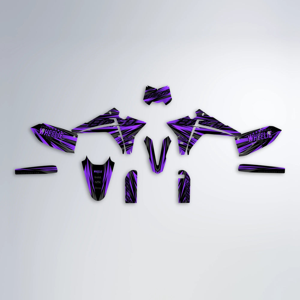 RAGE Fantic graphics kit parts layout in Purple
