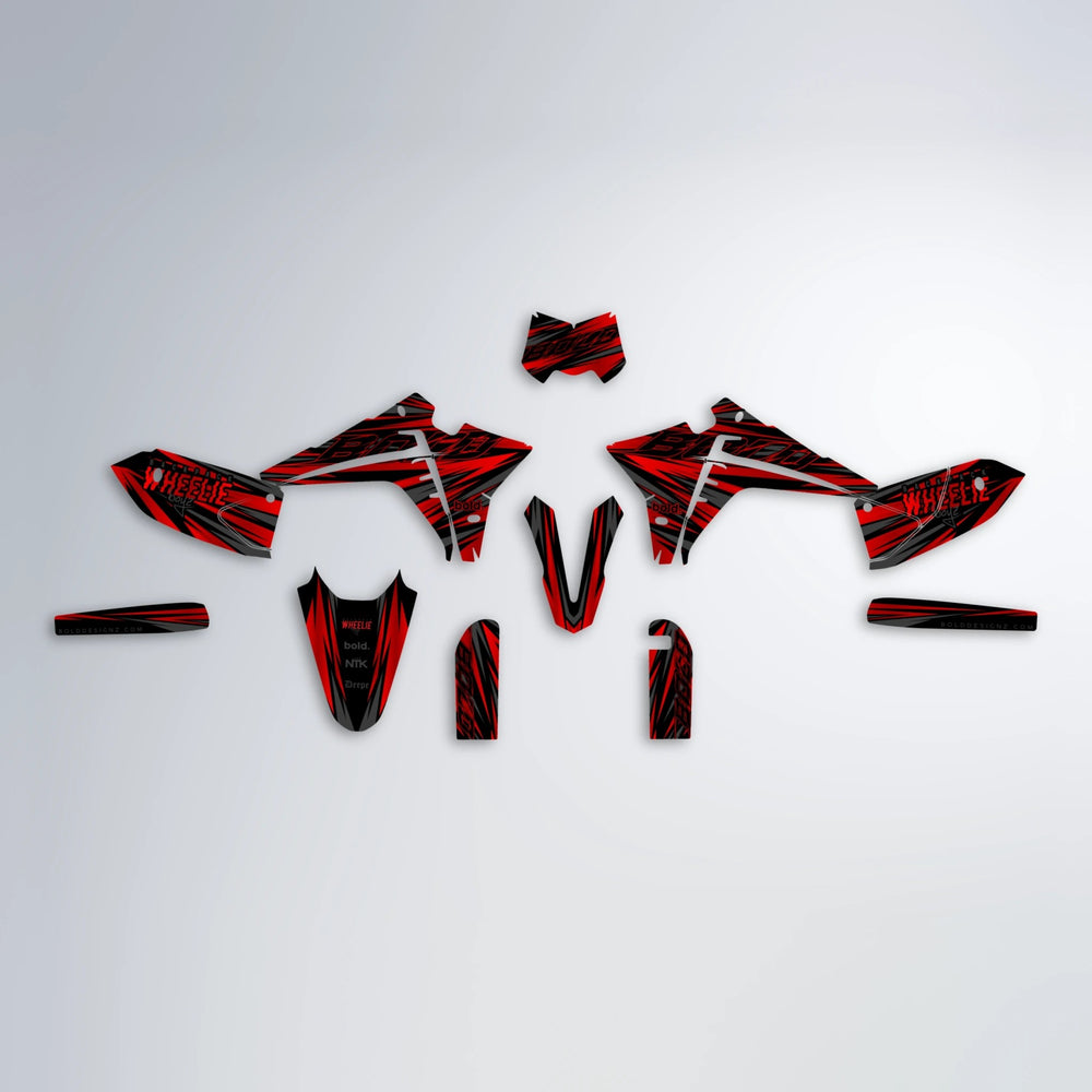 RAGE Fantic graphics kit parts layout in Red