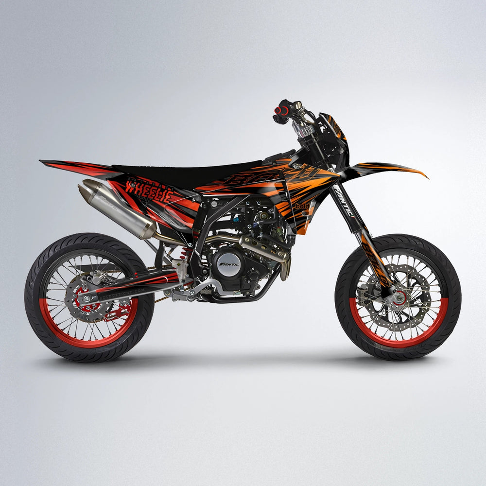 RAGE Fantic supermoto graphics kit in Red & Orange