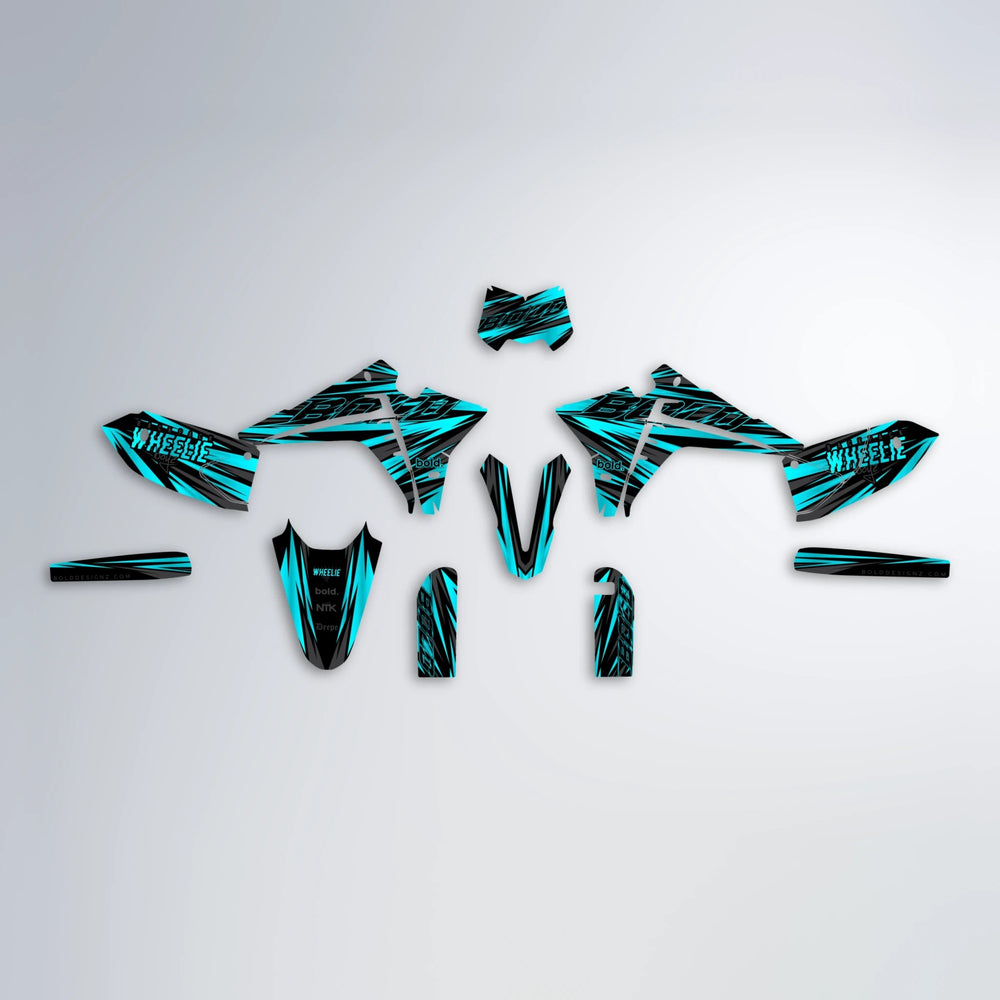 RAGE Fantic graphics kit parts layout in Teal