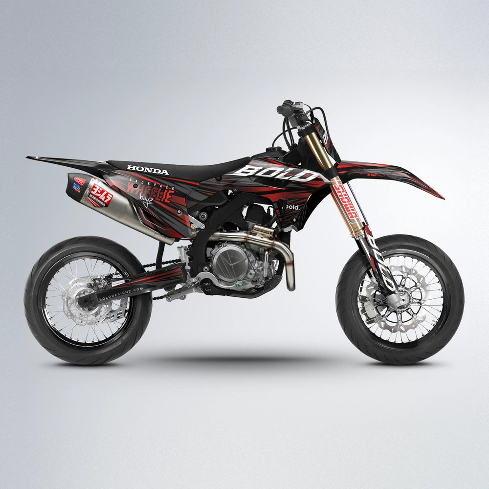 RAGE Honda supermoto graphics kit in Black & Red