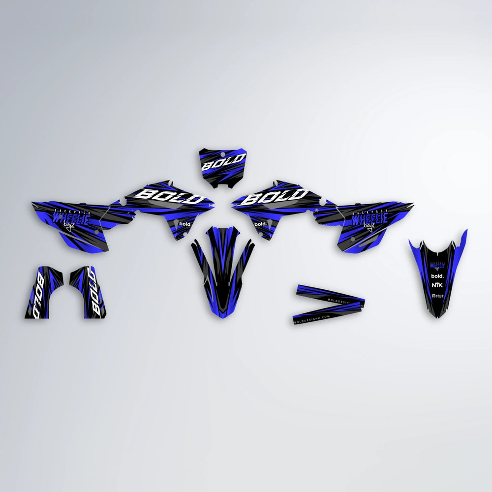 RAGE Honda graphics kit parts layout in Blue