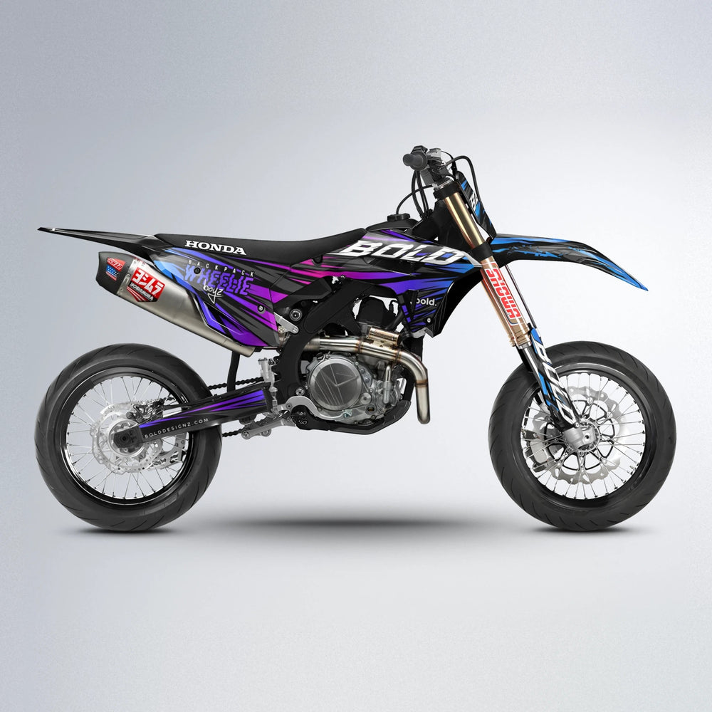 RAGE Honda supermoto graphics kit in Blue Purple Fade