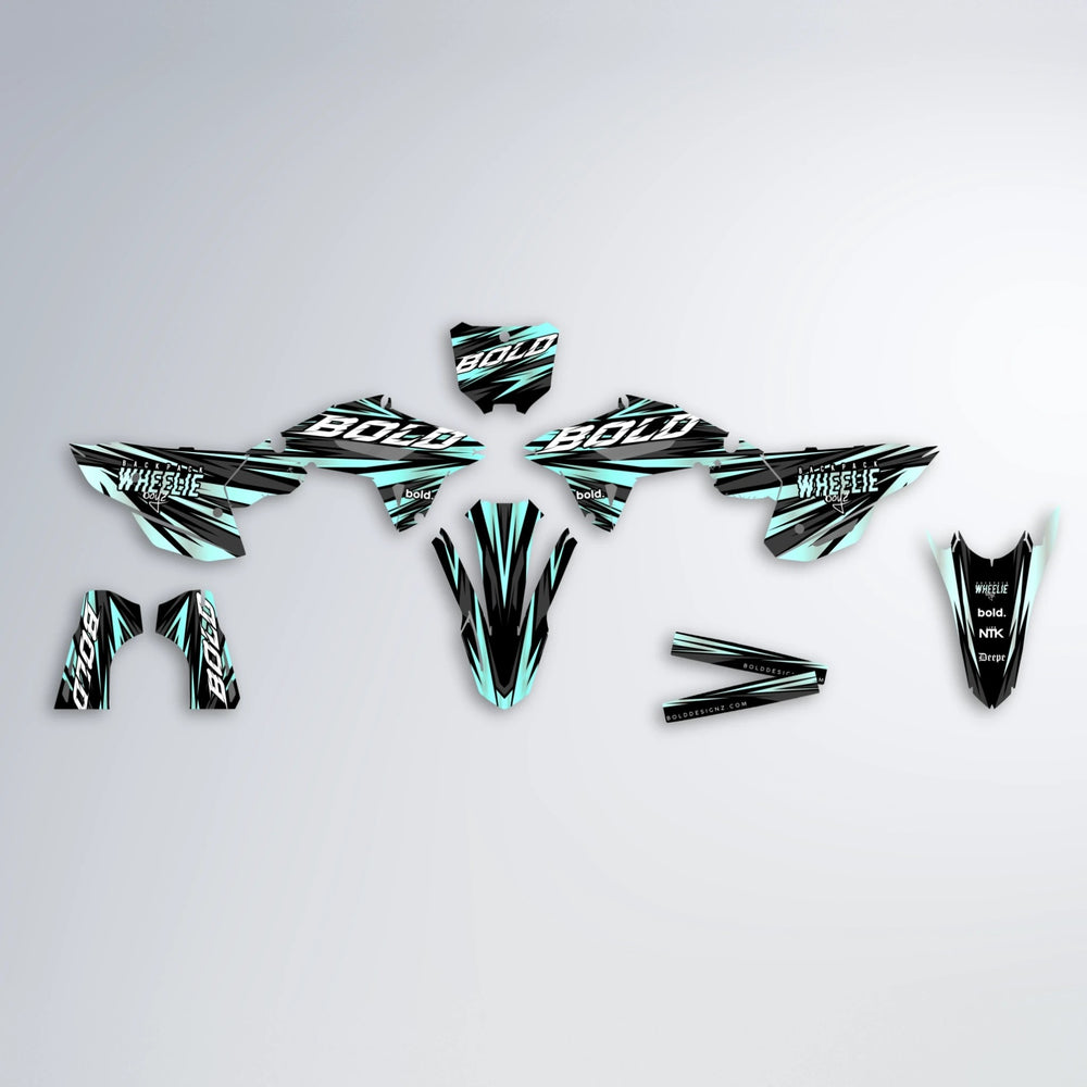 RAGE Honda graphics kit parts layout in Mint
