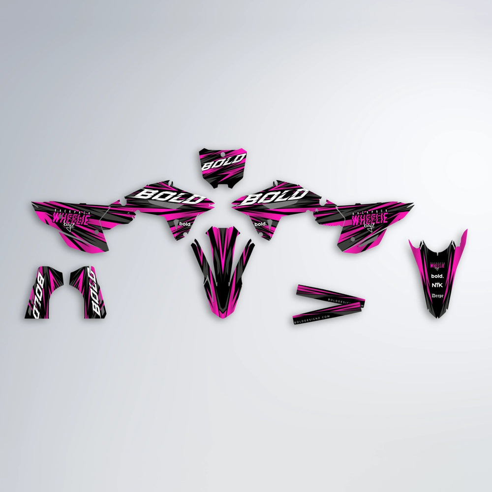 RAGE Honda graphics kit parts layout in Pink