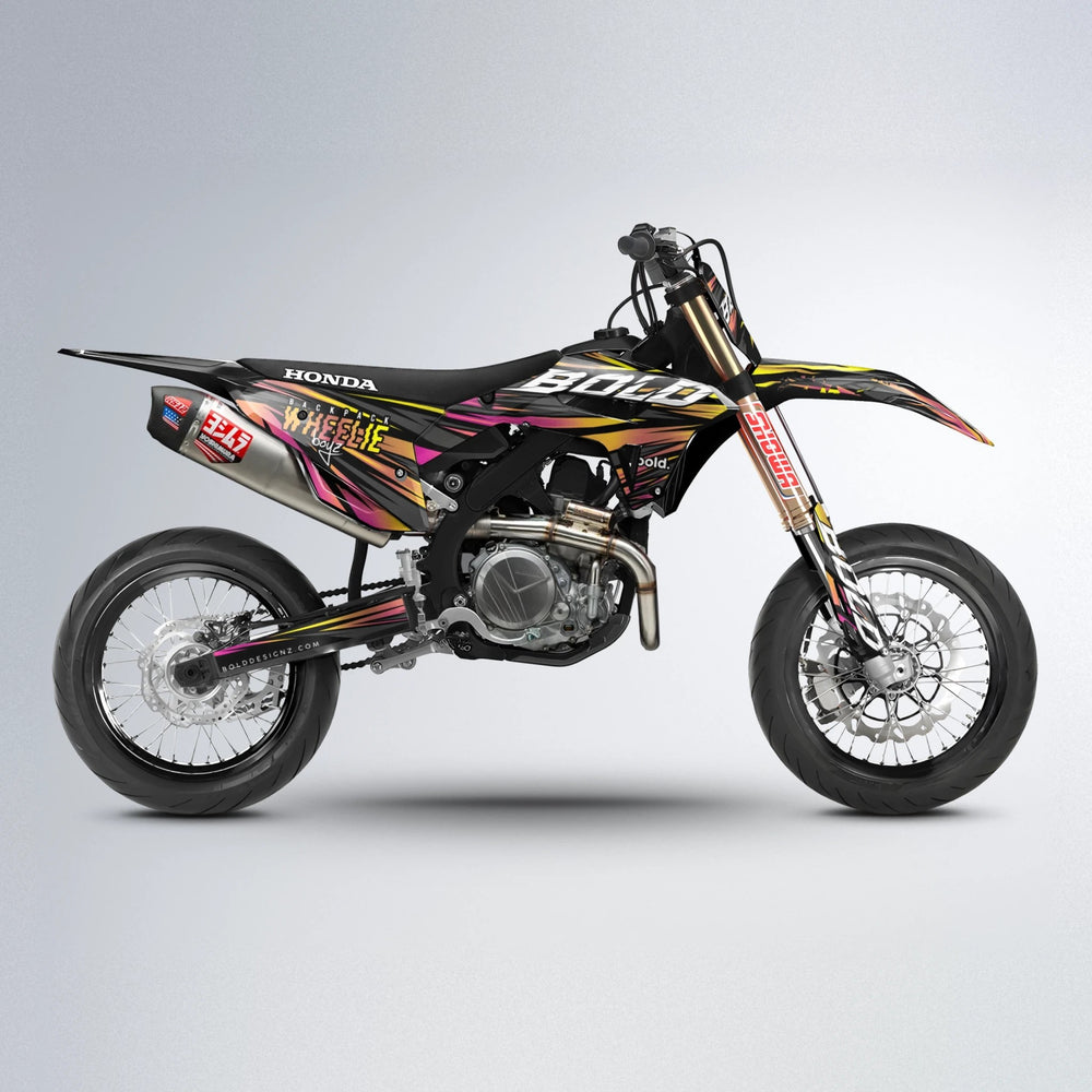 RAGE Honda supermoto graphics kit in Pink & Yellow