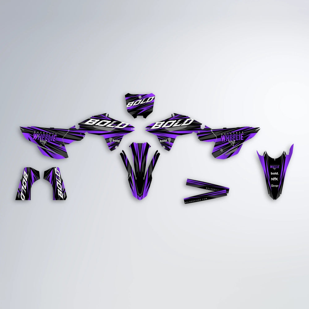 RAGE Honda graphics kit parts layout in Purple