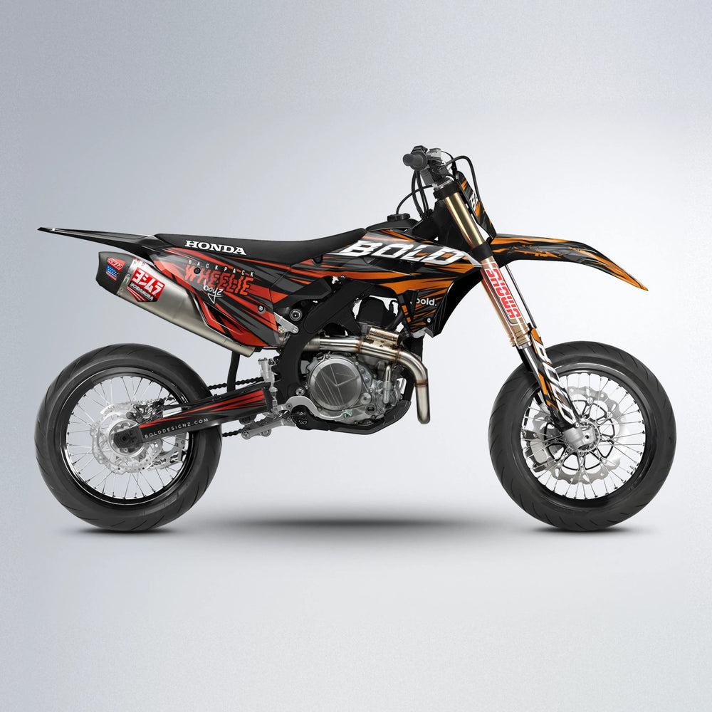 RAGE Honda supermoto graphics kit in Red & Orange