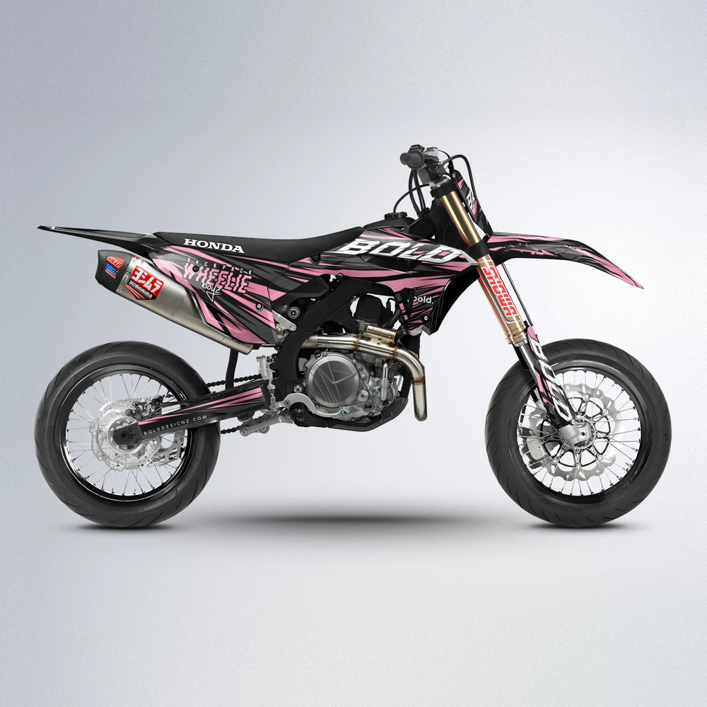 RAGE Honda supermoto graphics kit in Sakura Pink