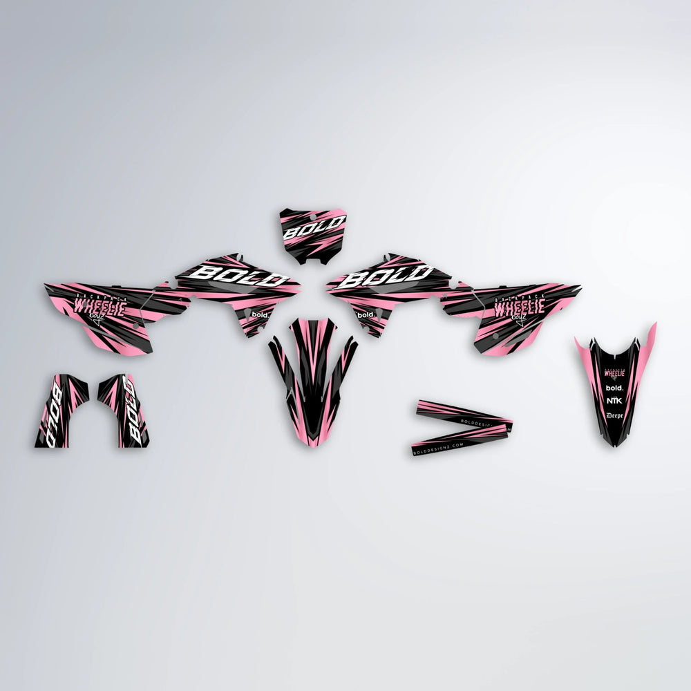 RAGE Honda graphics kit parts layout in Sakura Pink
