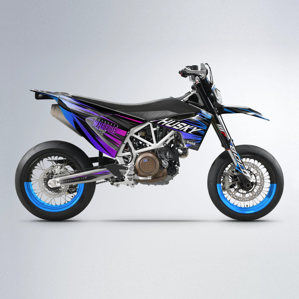 RAGE Husqvarna 701 supermoto graphics kit in Blue Purple Fade