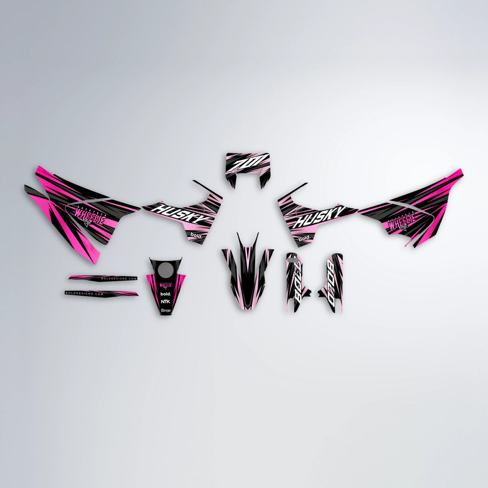 RAGE Husqvarna 701 graphics kit parts layout in Flamingo