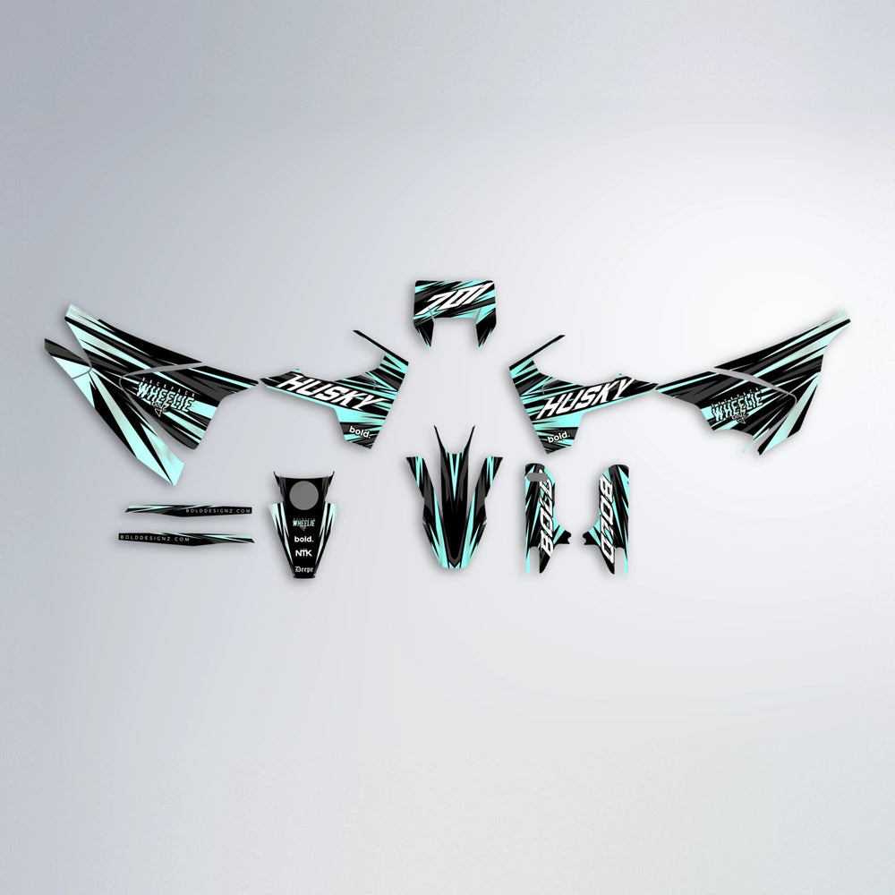 RAGE Husqvarna 701 graphics kit parts layout in Mint