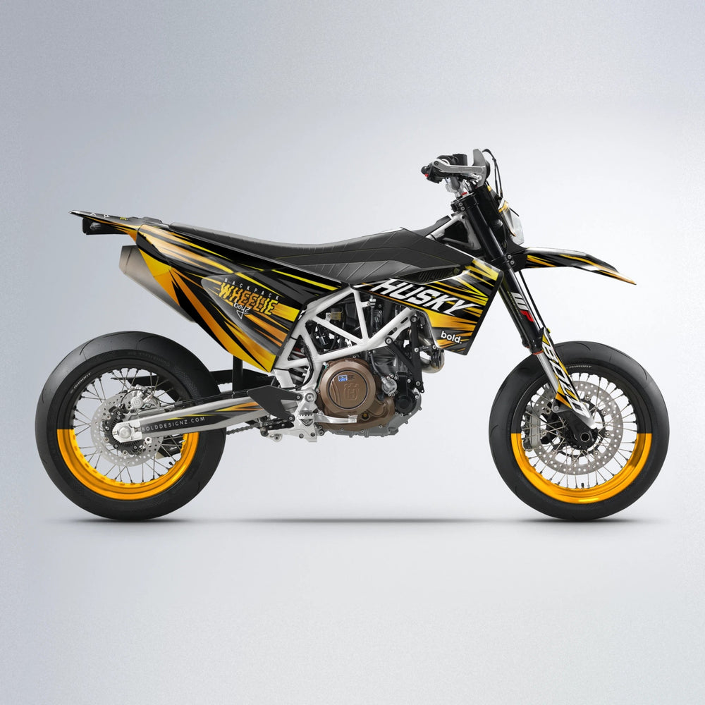 RAGE Husqvarna 701 supermoto graphics kit in Orange & Yellow