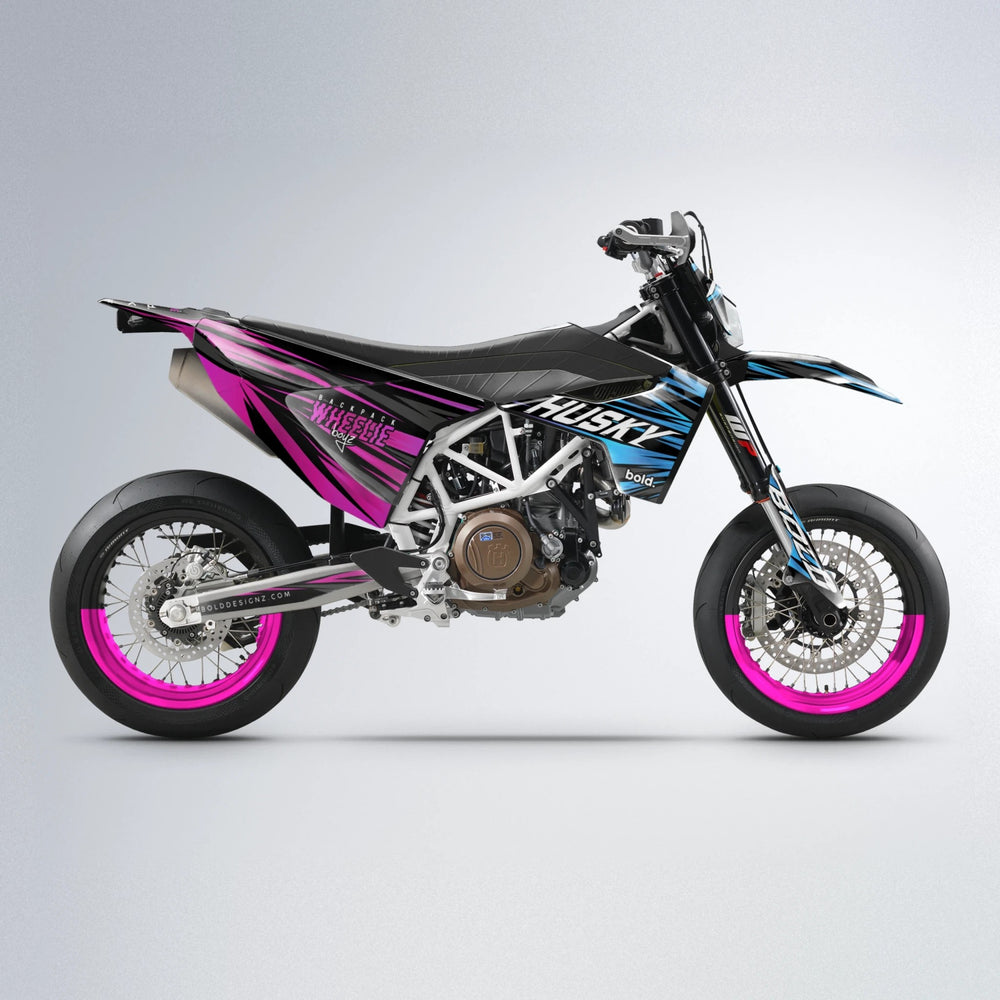 RAGE Husqvarna 701 supermoto graphics kit in Pink & Light Blue