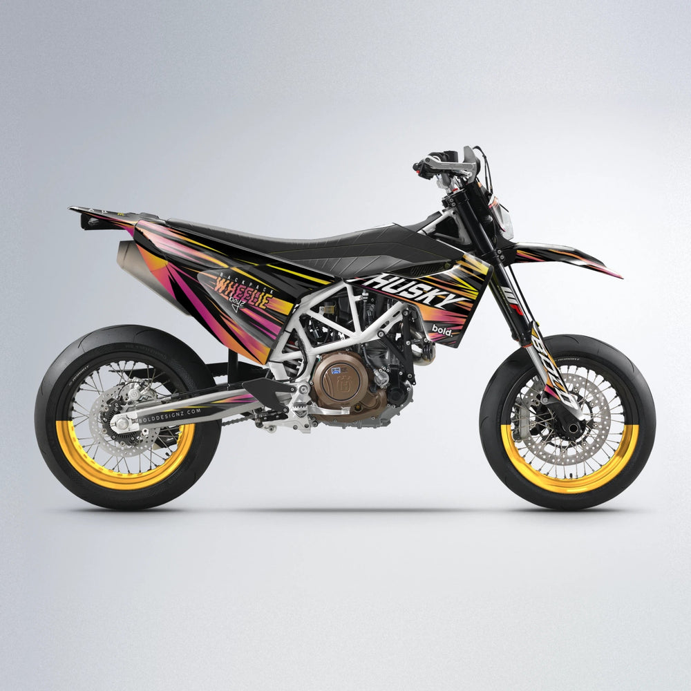 RAGE Husqvarna 701 supermoto graphics kit in Pink & Yellow