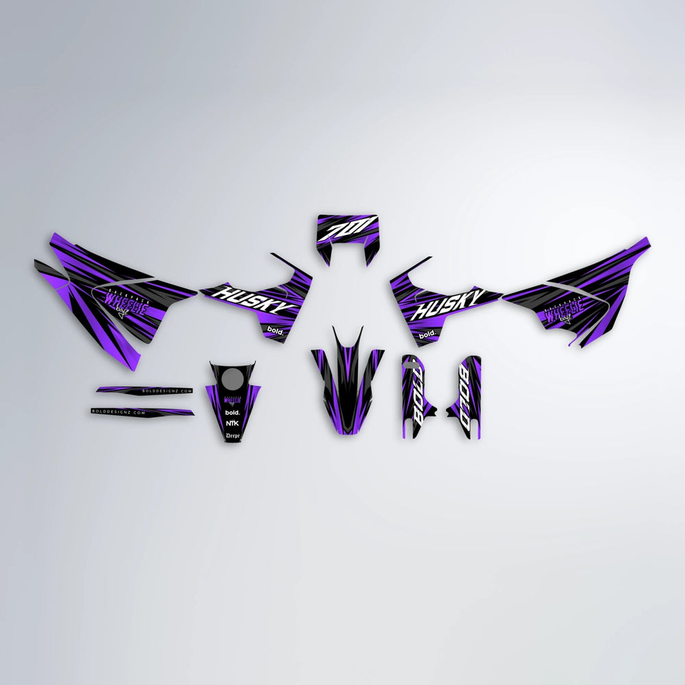 RAGE Husqvarna 701 graphics kit parts layout in Purple