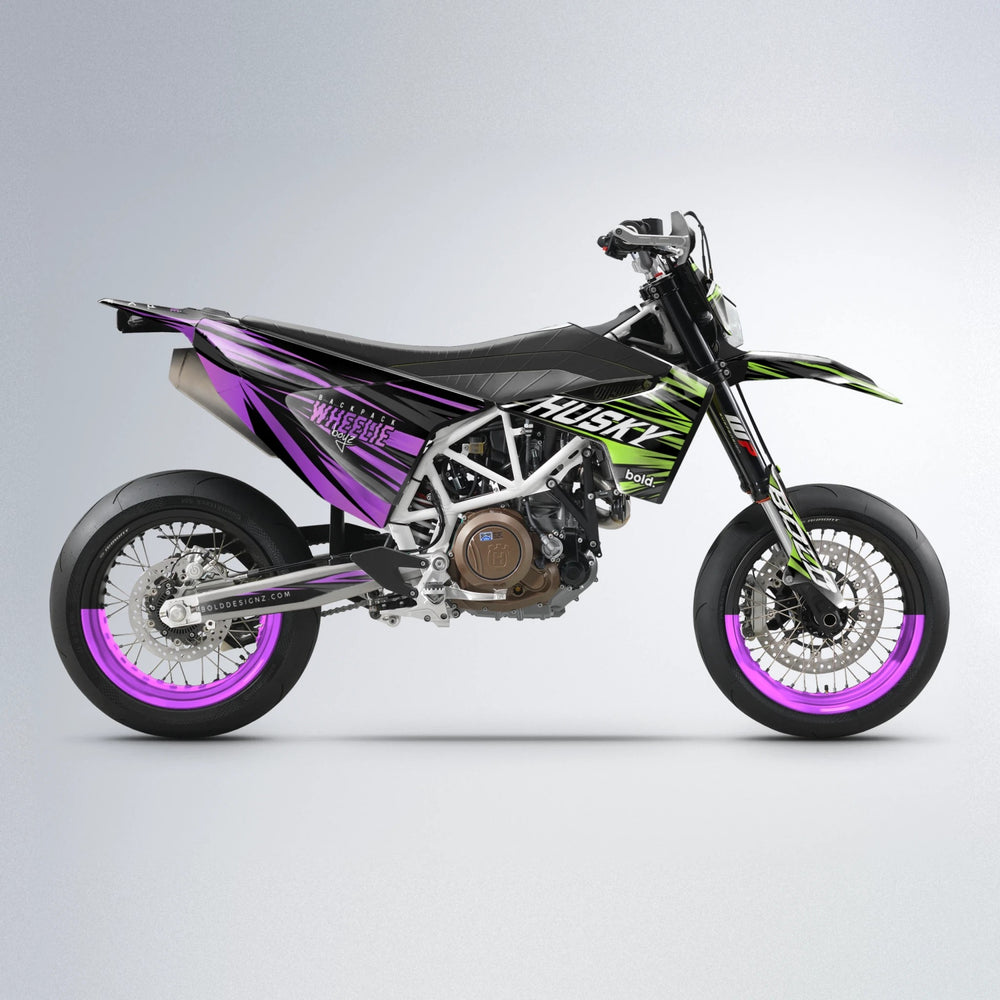 RAGE Husqvarna 701 supermoto graphics kit in Purple & Yellow