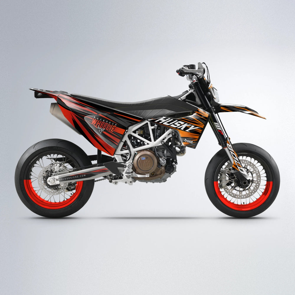 RAGE Husqvarna 701 supermoto graphics kit in Red & Orange