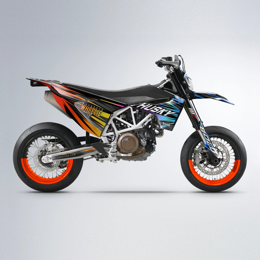 RAGE Husqvarna 701 supermoto graphics kit in Sunset Fade