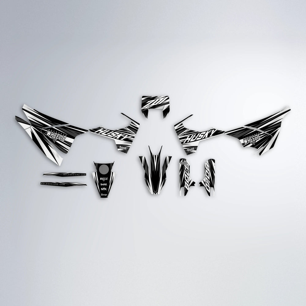 RAGE Husqvarna 701 graphics kit parts layout in White