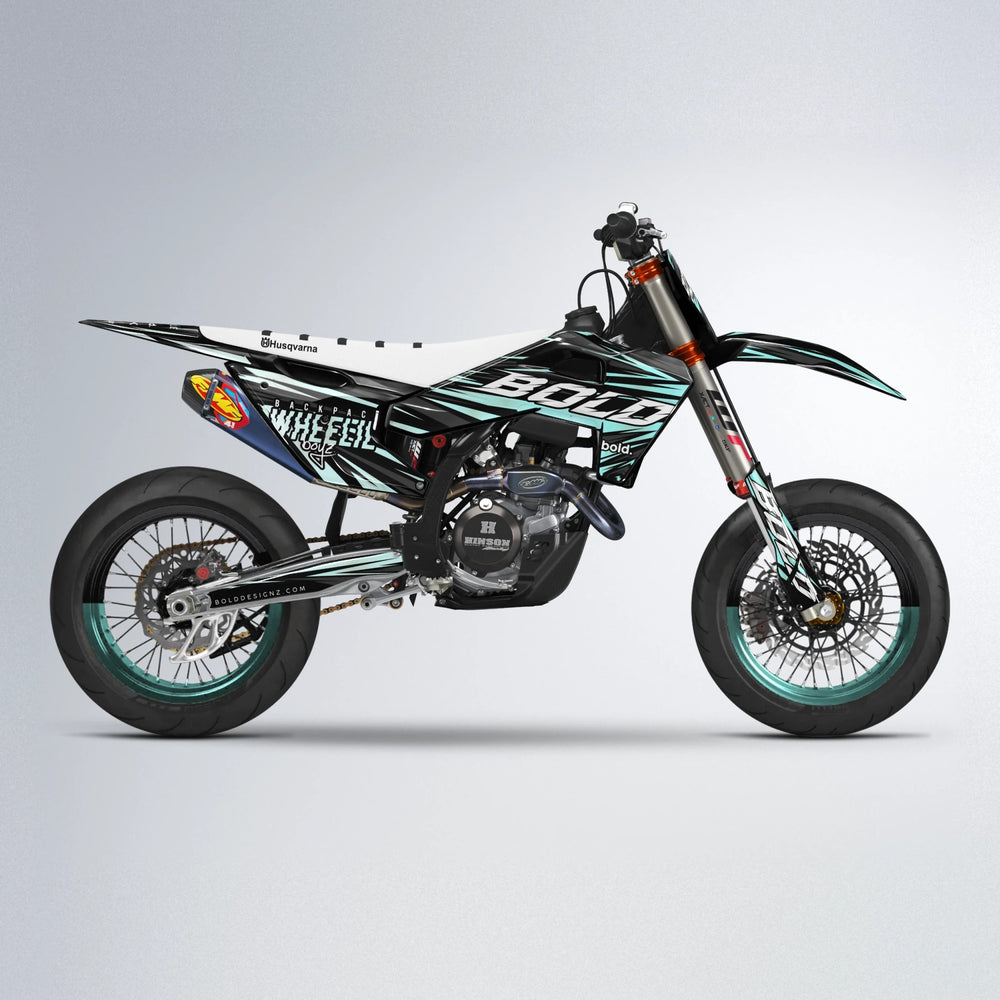 RAGE Husqvarna FE/TE supermoto graphics kit in Mint