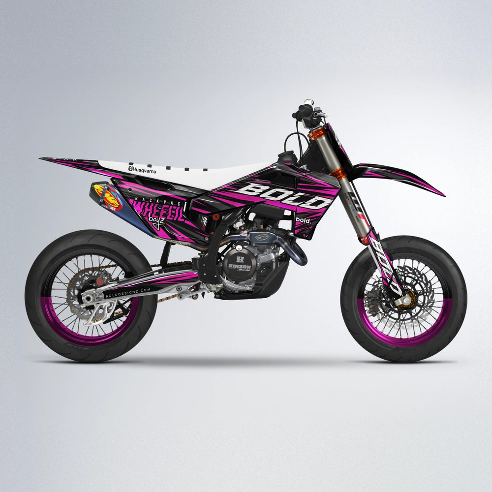 RAGE Husqvarna FE/TE supermoto graphics kit in Pink