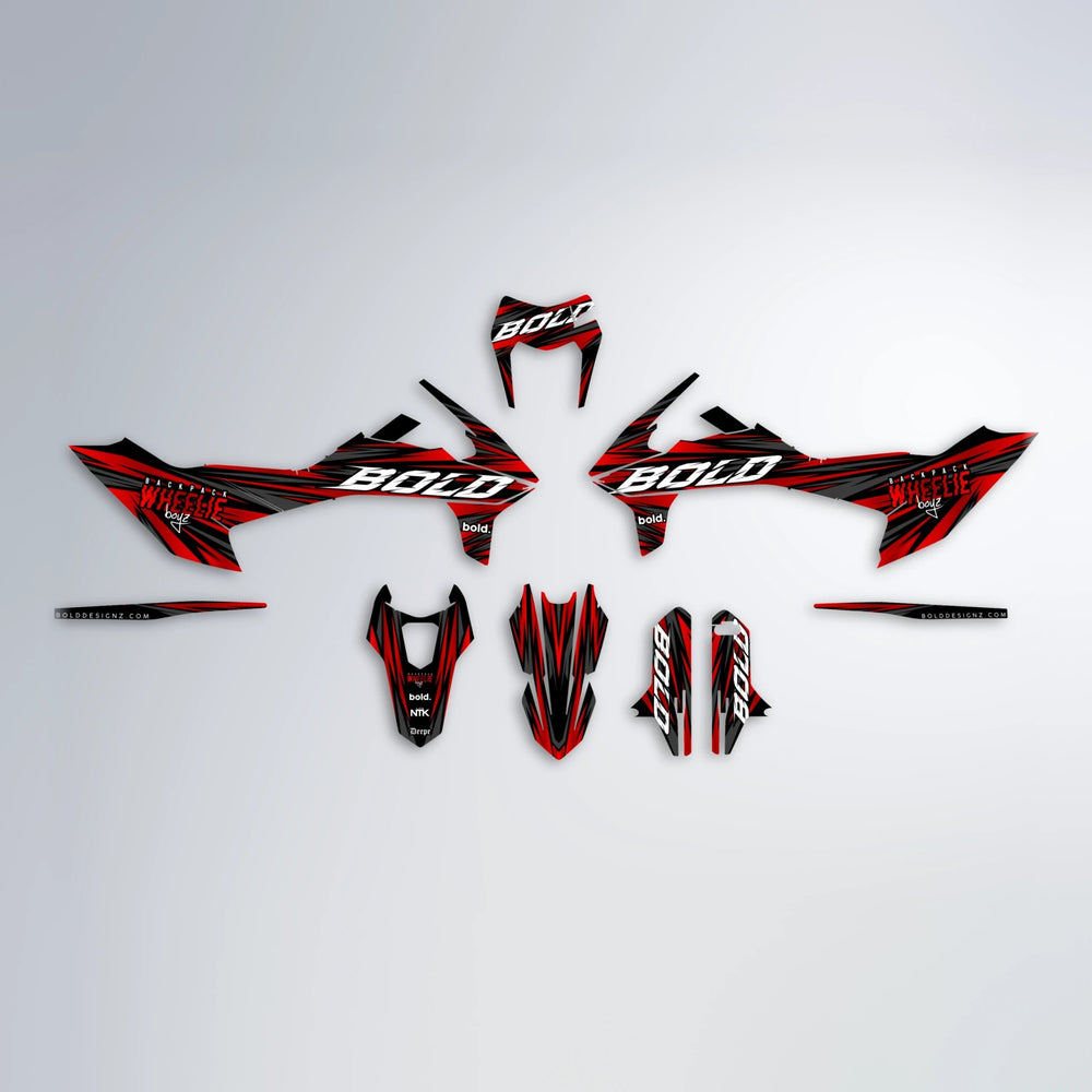 RAGE KTM SMC 690 graphics kit parts layout in Custom Colour