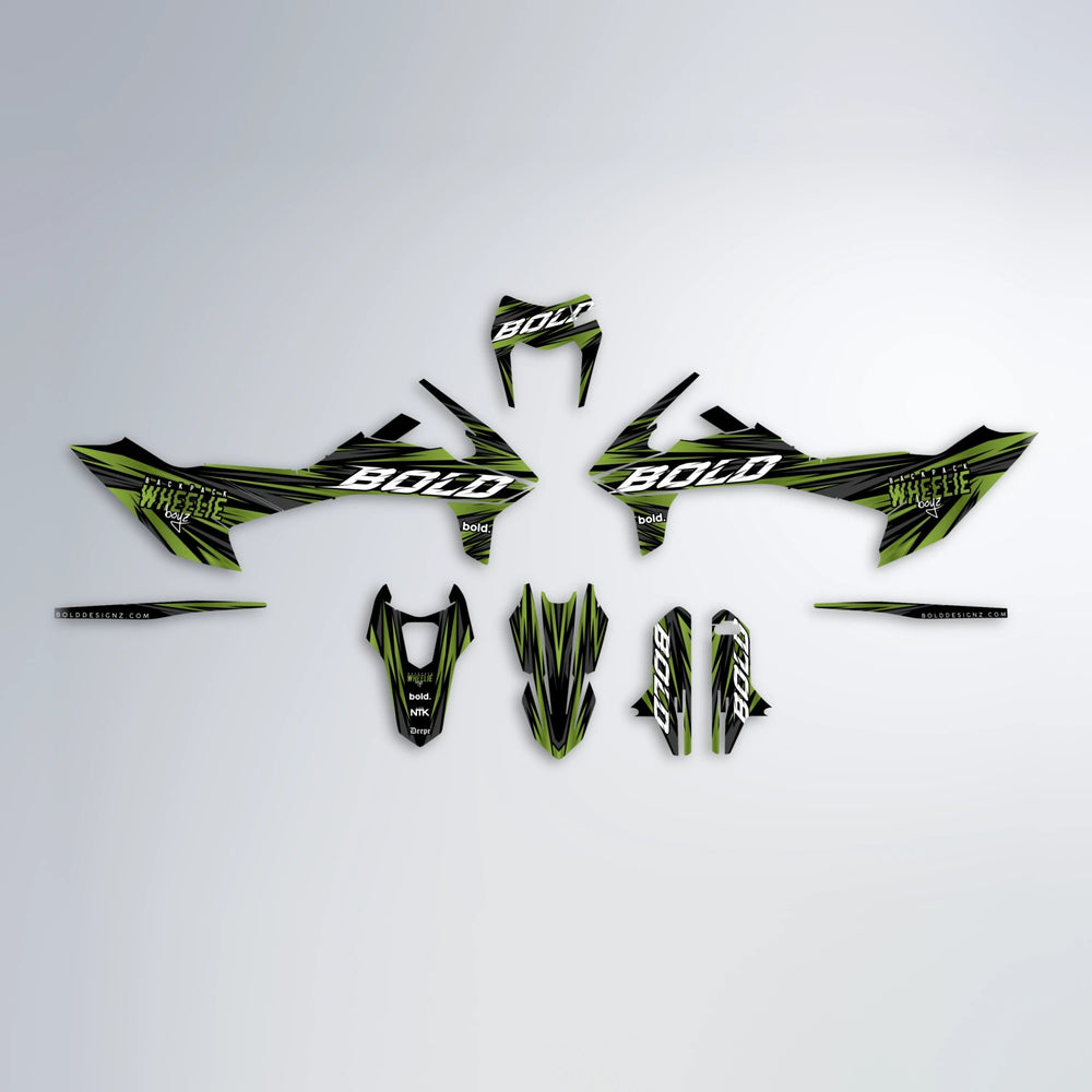 RAGE KTM SMC 690 graphics kit parts layout in Olive