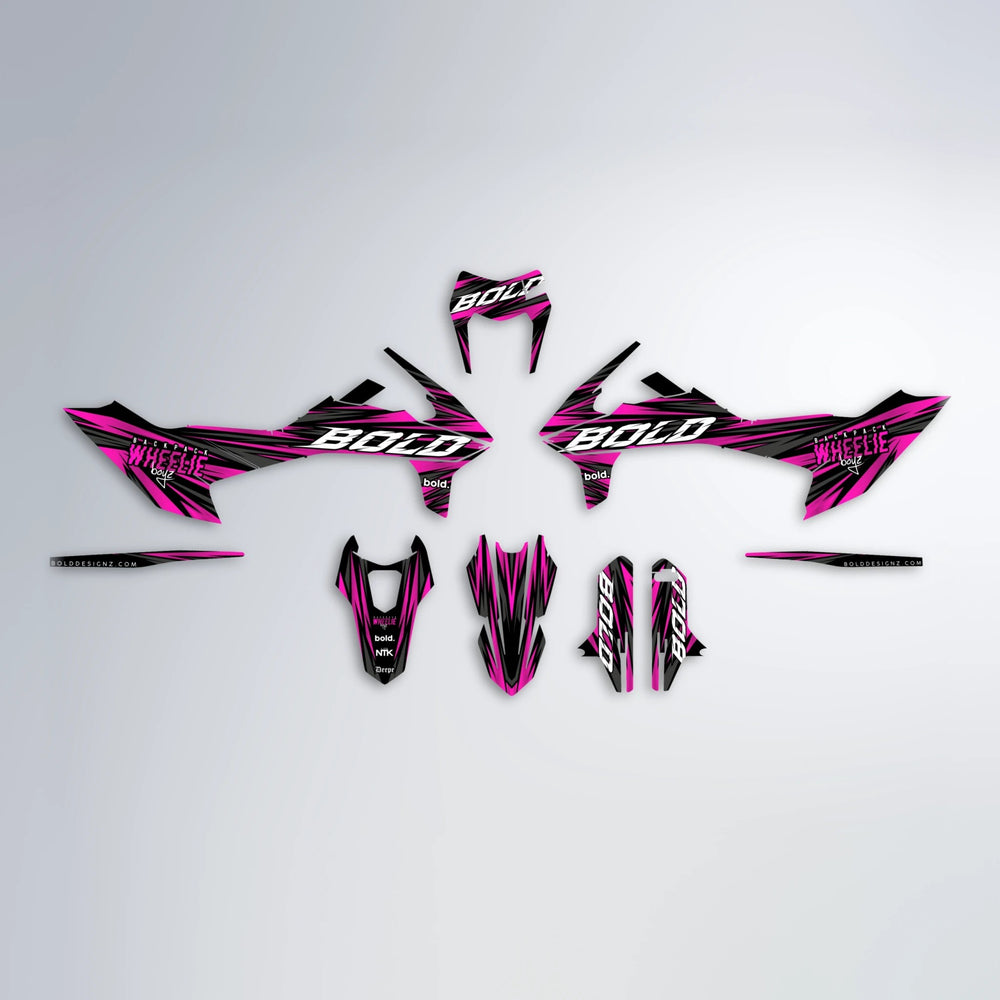 RAGE KTM SMC 690 graphics kit parts layout in Pink