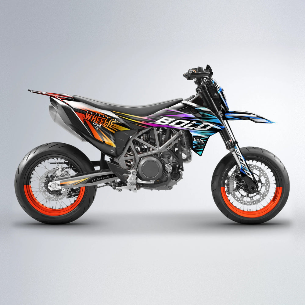 RAGE KTM SMC 690 supermoto graphics kit in Sunset Fade