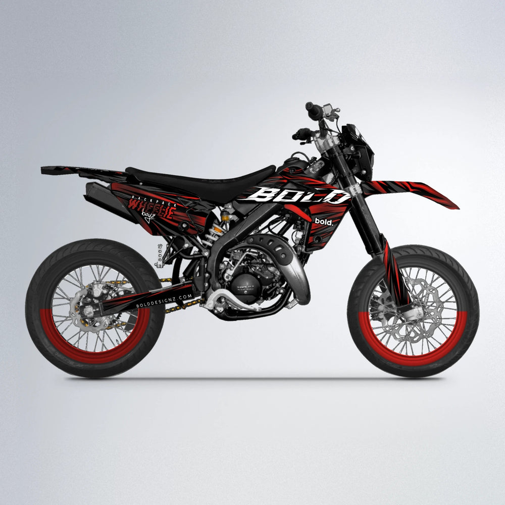 RAGE Rieju MRT supermoto graphics kit in Black & Red