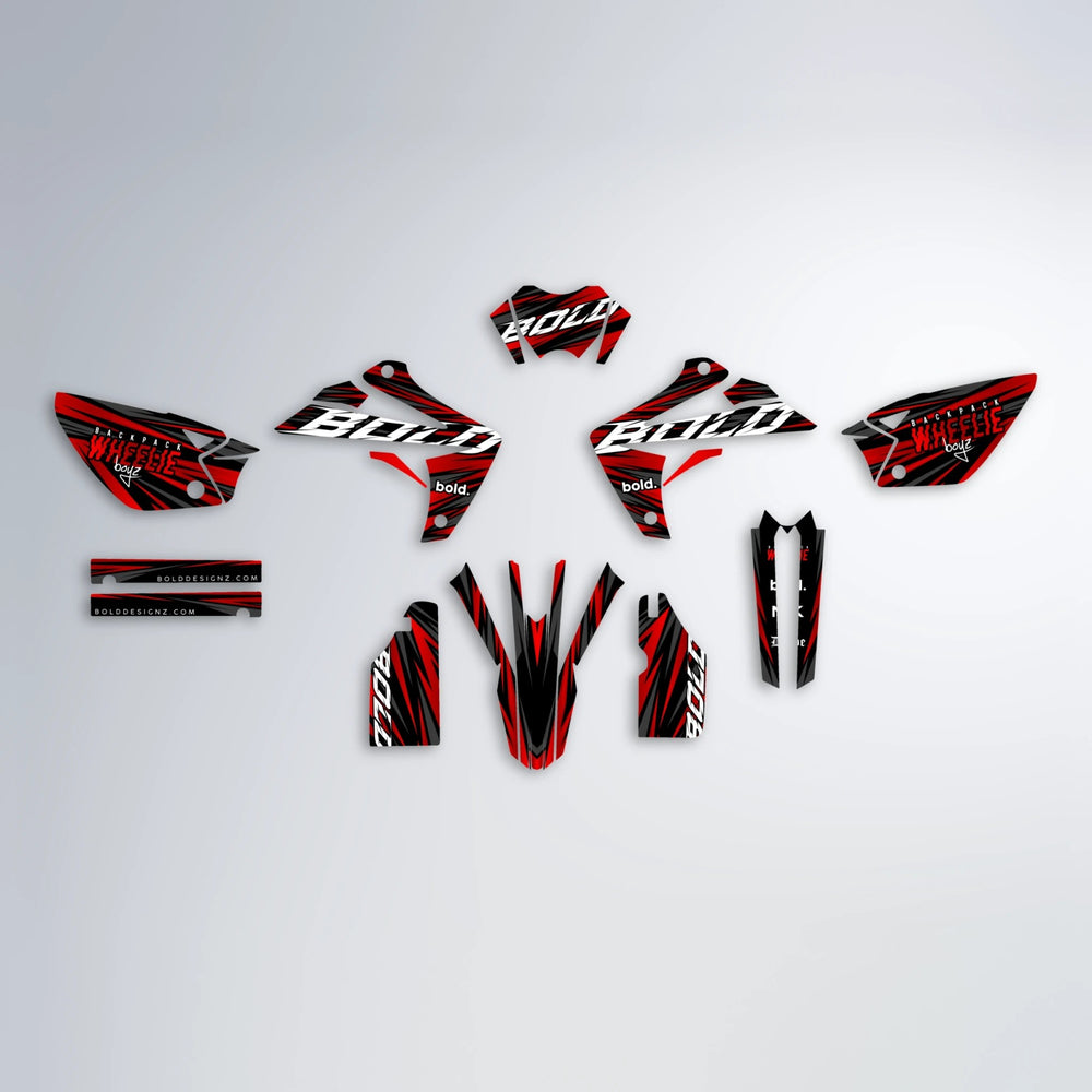RAGE Rieju MRT graphics kit parts layout in Custom Colour