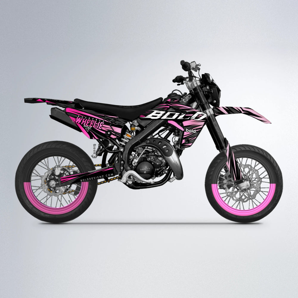 RAGE Rieju MRT supermoto graphics kit in Flamingo