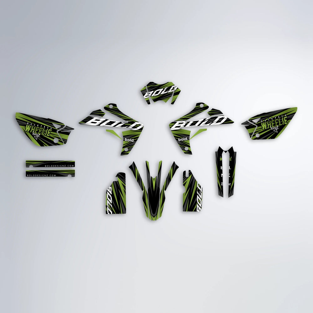 RAGE Rieju MRT graphics kit parts layout in Olive