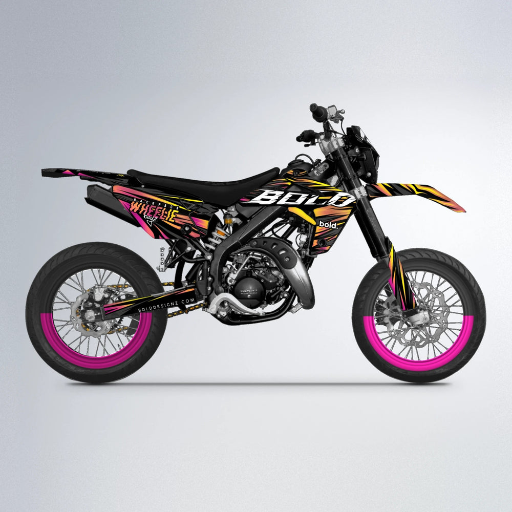 RAGE Rieju MRT supermoto graphics kit in Pink & Yellow